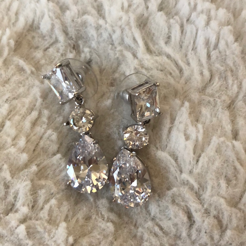 Silver teardrop wedding earrings